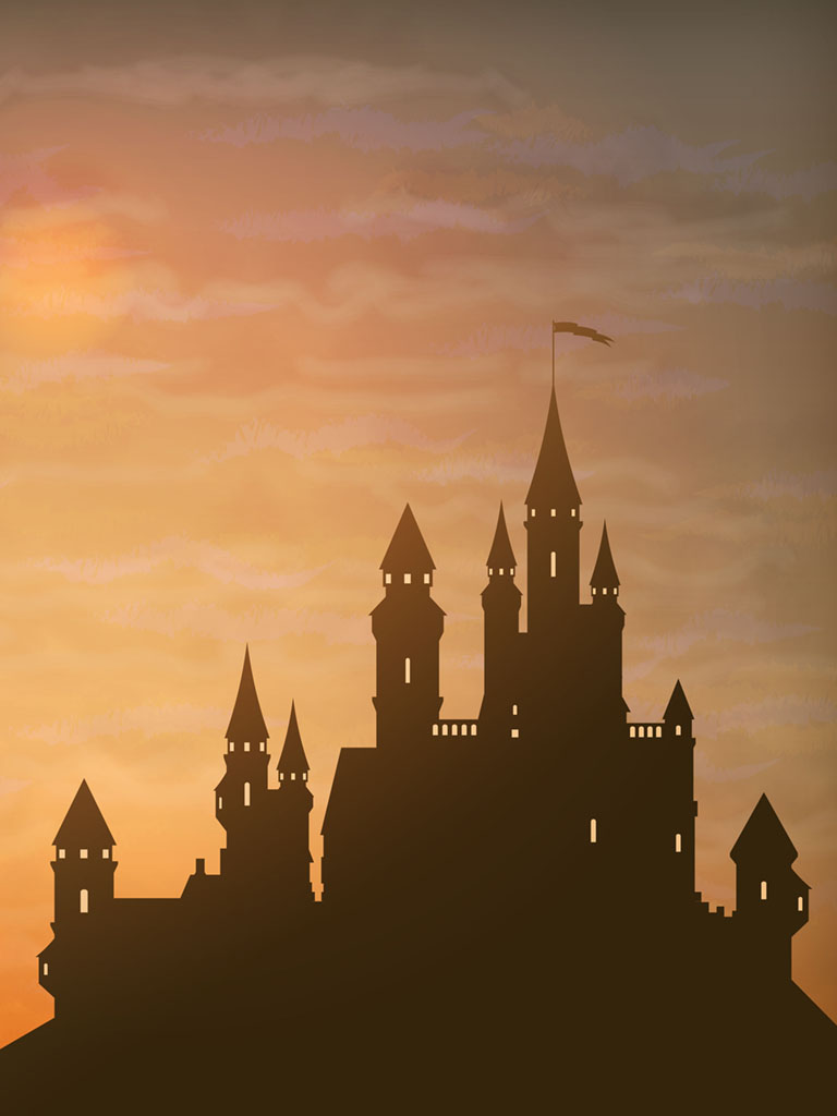 Background image castle sunset